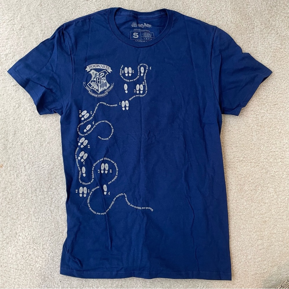 Harry Potter Loot Crate Hogwarts Marauders Map Blue Graphic T-Shirt